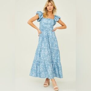 Altard State Rayanne Blue Floral Maxi Dress Size M